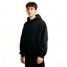 Hoodie Men's Loose FitTrendy Streetwear Beige Pullover Long Sleeve Fall Outfits2000s Style Fuerza Clothing OG6J - 黑色 - 查看 1