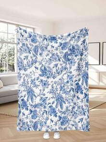蓝白瓷花法兰绒毯——舒适时尚，沙发床两用 - 彩色 - 查看 5