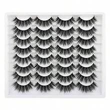D16 Pairs False Eyelashes Fluffy Volume Natural Fake Lashes 3D Faux Mink Lashes Pack - 黑色 - 查看 2