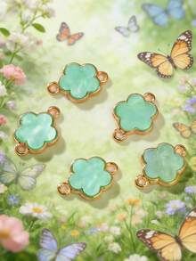 5/10/20/30/50/100/200/300/400/500pcs Multi-Color Elegant Quatrefoil Flower Double Hole Pendant, Suitable For DIY Necklace, Bracelet, Earring, Key Chain, Phone Charm, Couple Gift Jewelry Making - Five-petal Flower - View 8