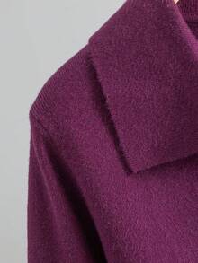 GIGOGOU Spring Summer Half Sleeves Women Knit T Shirt Cozy Soft Casual Polo Neck Sweater Top - Red - View 5