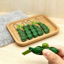 4pcs Cute Pea Pod Keychain & Bag Charm – Relieve Stress Anytime With Fun Fidget Design | Perfect Key Chain For Women, Men Gifts, Purse Charm, Phone Charm, Lanyard Accessory | Summer Essential Accessories For Mom, Girls, Teens & Office Workers | Unique Keychains For Woman, Bag Charms For Purse, Gifts For Men & Women - 綠色 - 查看 2
