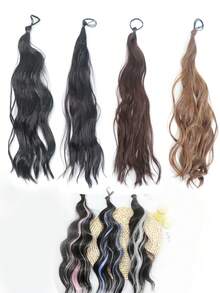 1pc-Colored Ponytail Hair Extensions, Wrap-Around Ponytail Hairpieces, Add Volume To Your Hair, Allow For DIY Styling, And Are Versatile For Braiding And Updos. A Fashionable Hair Accessory Suitable For Girls To Wear On Various Occasions. - Multicolor - View 7