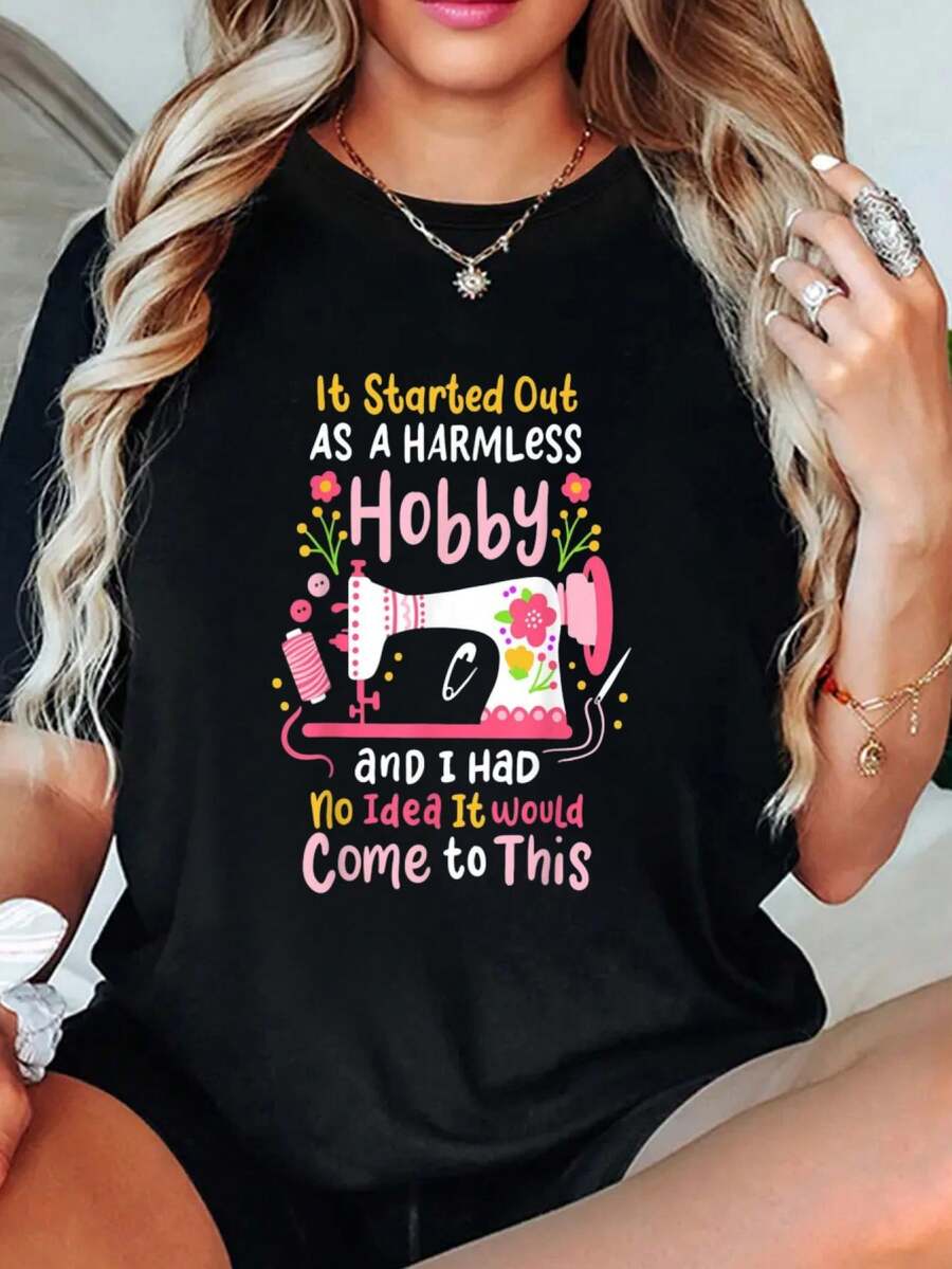 playeras de algodón mujer, Costura Acolchado Camisetas de colcha Camisetas conjuntos de mujer tops - Negro - Ver 1