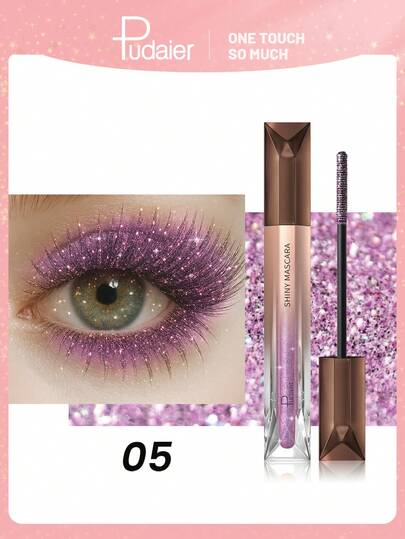 Pudaier Máscara de diamantes brillantes - Resistente al agua, a prueba de manchas, efecto perla, volumen y longitud, duración de 12 horas