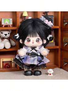 4件套20厘米棉质娃娃服装套装，可爱毛绒娃娃装扮（帽子+内衣+连衣裙+裙子），适合返校、毕业、派对、生日礼物（不含娃娃） - 彩色 - 查看 5