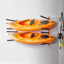 Wall Kayak Storage Rack, 4-Capacity Wall Mounted Kayak Holders For Kayak Canoe Paddle Board, Kayak Storage Hooks With Adjustable Padded Arms, 400 LBS Load Kayak Hanger For Indoor Outdoor Garage - Orange - View 9