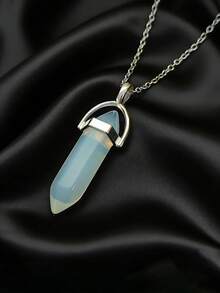 1pc Women's Hexagonal Opal Pendant Necklace, Suitable For Daily Wear - Opal - View 8