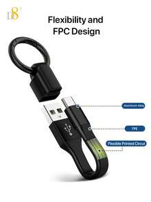 可爱钥匙扣式D8 USB-C钥匙扣数据线，10厘米短款USB-A转USB-C数据线，3A快充，480Mbps数据同步线，便携式迷你充电器，适用于移动电源，小巧精致的钥匙扣数据线，时尚百搭，适合日常使用和旅行，兼容 17/16/16 Pro/16 Pro Max/15/15 Pro/14/13/12/11/XS/XR/X/8，三星手机适用，妇女节礼物 - 彩色 - 查看 8