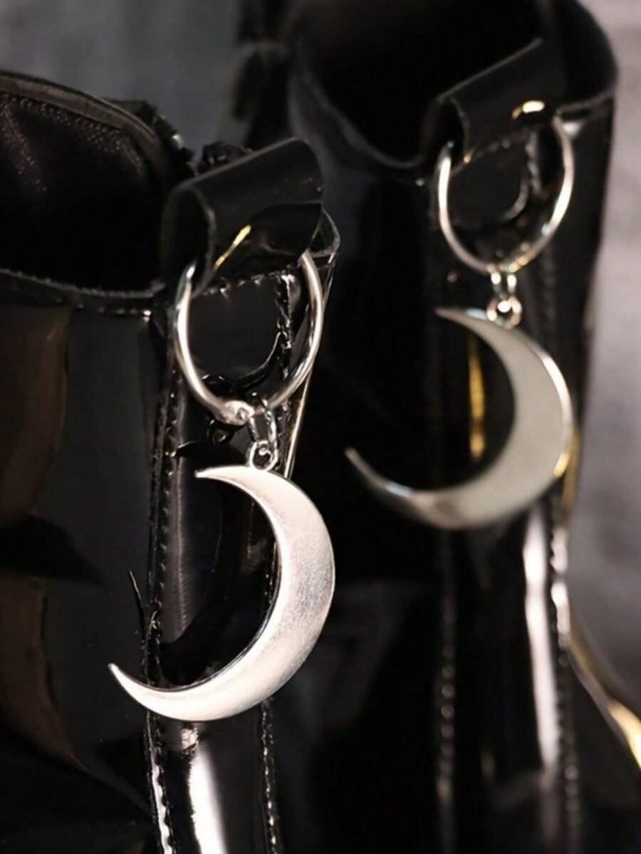 2个哥特朋克风月亮鞋饰，为您的鞋履增添神秘气息，可拆卸精致时尚配饰，小巧百搭，DIY鞋饰，适用于靴子、运动鞋和高跟鞋，复古鞋履饰品（不含鞋子） - 彩色 - 查看 1