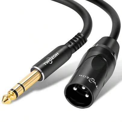 XLR Male To 1/4 Inch Jack TRS Balanced 6.35mm Plug To 3 Pin XLR, Quarter Inch Stereo Guitar Cable 6.6FT (Professional/HiFi)