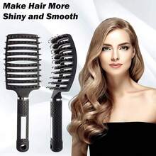 Comb And Brush Set; Pointed Tail Comb Double-Ended Eyebrow Brush; Makeup Brush; Hair Volumizing Large Bent Comb Ribbed Curling Comb Large Back Volumizing High Forehead Smoothing - Multicolor - View 2