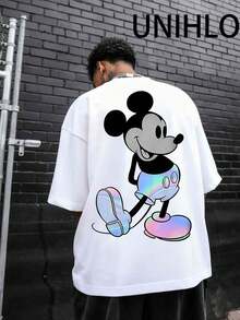 Disney UNIHLO Mickey  Print  Summer Casual Versatile Pure Cotton T-Shirt Suitable For Any Place - 白色 - 查看 2