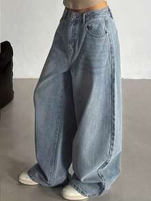 Teenagers' Fashionable Straight Leg Loose Fit Casual Jeans - Blue - View 2