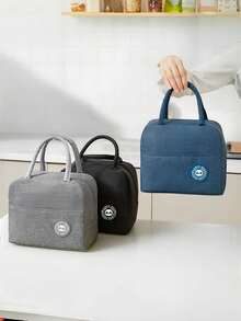 1pc Insulated Lunch Bag, Portable Meal Bag, Lunch Box Bag, Oxford Cloth Thermal Bag, Oil-Proof, Easy To Clean, Multi-Color Options, Random Color - Multicolor - View 2