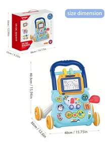 多功能婴儿学步车，带音乐，防翻滚，可坐可站，钢琴活动板，齿轮和形状学习，ABS材质，适合0-18个月宝宝的早教学步玩具，生日和圣诞礼物 - 彩色 - 查看 8