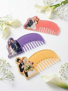 1pc Personalized Acrylic Comb,Custom Photo Hair Comb,Travel Comb,Wide Tooth Comb,Wedding Bridesmaid Gift,Birthday Gift,Bridal Party Gift,Personalized Acrylic Hair Comb, Pocket Wide Tooth Comb, Bridesmaid Gift - Multicolor - View 3