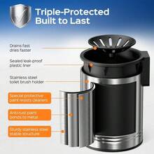 Toilet Bowl Brush Set: Compact Space-Saving Design With Hidden Holder For Small Bathrooms, Apartments & RVs - Bathroom Cleaning Accessories - Rustproof Toilet Scrubber Cleaner Kits Silver - Default - View 2