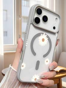 1pc White Daisy Floral Pattern Magnetic Phone Case Aesthetic Botanical Art Design Elegant For Flower Lover Birthday Bestie Compatible With Iphone 17 Pro Max 17pro 17Air 17 16 15 14 13 12 11 X XS XSMAX Plus Pro ProMax S25Ultra S25 S24 S23FE S22 Plus FE Case - 粉色 - 查看 1