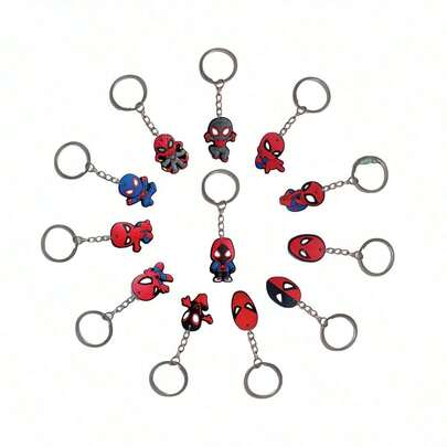 12pcs Marvel Spider-Man Party Favors Keychains, Spider-Man Cartoon Keychains, Birthday/New Year/Valentine's Day/Easter Gifts