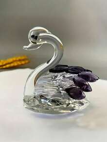 1/2/5/6PCS,Set Of 2 Crystal Swan Figurines Collectible Glass Animal Ornaments Pair Swans Home Living Room Bedroom Decor Sparkling Crystal Gift Ideal Swan Deco Figurine Crystal Figurines Swan Cake Toppe Glass Decor Back School Season Travel Season - Swan - View 10
