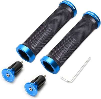 TOPCABIN Double Lock Bicycle Handlebar Grips - Rubber Comfortable BMX Mountain Bike Grips