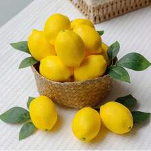 48 piezas de limones artificiales con hojas, decoración de limones amarillos realistas de 2 tamaños, fruta realista, adecuada para decorar tazones/platos, centro de mesa, decoración de cocina de verano, decoración de frutas, aplicable para el hogar, la cocina, la mesa del comedor, el gabinete, la fiesta de vacaciones, accesorios de fotografía (2/12/24/48 piezas), plantas artificiales - Multicolor - Ver 7