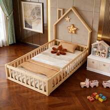Kids Bed Frames, Headboards & Footboards - Natural + Pine + 90cm*200cm - View 1