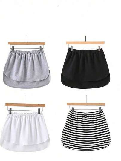 1pc Women's Slip Skirt Extender Under Dress, Paired With Sweatshirt, Sweaters In Autumn/Winter, Versatile Hem Peek-A-Boo Design