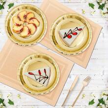 G4GADGET 100 Paper Plates 23cm - 9inch Paper Plates, Disposable Plates, Party Plates - Gold - View 8