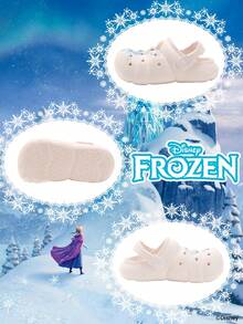 Disney 1 Pair Licensed Collaboration Children's Breathable Mesh Sandals, Princess Breathable Mesh Sandals, Anna Princess Breathable Mesh Sandals, Arendelle Princess Breathable Mesh Sandals, Suitable For Daily Wear, Festivals, Sports, Outdoor, Comfortable, Non-Slip, Durable, Breathable - White - View 4