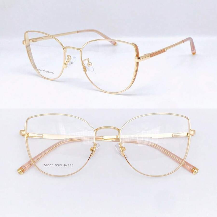 Prescription Eyeglass Frames For Women, Cat-Eye Style, Most Beautiful / Fashion - 金色 - 查看 1