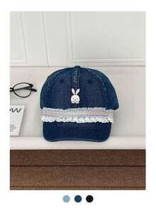 Mũ lưỡi trai mềm mại, vành cong, thêu nơ 3D, kiểu dáng bóng chày, họa tiết da báo và thỏ dễ thương, có khóa cài phía sau, dành cho nữ, chu vi vòng đầu lớn. - Nhiều màu - Xem 7