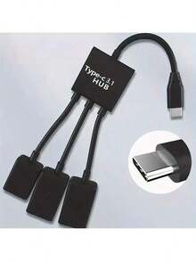 Cáp truyền dữ liệu OTG đa chức năng, kết nối bàn phím, chuột, ổ USB văn phòng cho điện thoại di động và máy tính bảng Android Type-C, bộ chia USB tốc độ cao 3 trong 1, trạm kết nối, hub Type-C, phù hợp với các thiết bị cổng DC như máy tính xách tay, bộ định tuyến, máy ảnh, máy in, quạt nhỏ, đèn bàn, v.v. - màu đen - Xem 4