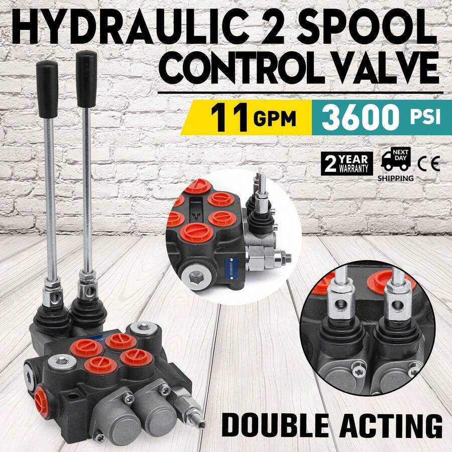 Hydraulic Valve 2 Spool Hydraulic Directional Control Valve 11gpm Hydraulic Control Valve Double Acting For Tractors Loaders Tanks - màu đen - Xem 1