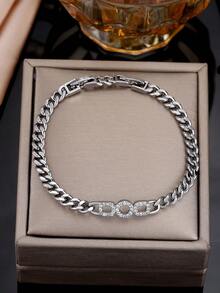 1件优雅锆石几何链条手链，奢华简约百搭配饰 - 手鍊 - 查看 2