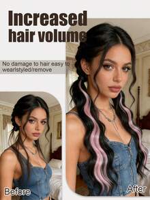 1pc-Colored Ponytail Hair Extensions, Wrap-Around Ponytail Hairpieces, Add Volume To Your Hair, Allow For DIY Styling, And Are Versatile For Braiding And Updos. A Fashionable Hair Accessory Suitable For Girls To Wear On Various Occasions. - Multicolor - View 3