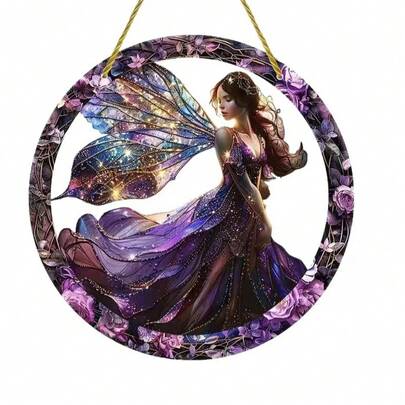 1个彩色亚克力阳光捕捉器 - 色彩鲜艳的窗户悬挂装饰，心形和玫瑰造型，适用于家居、花园、客厅 - 非常适合圣诞节、情人节、复活节和新年庆祝活动，家居装饰