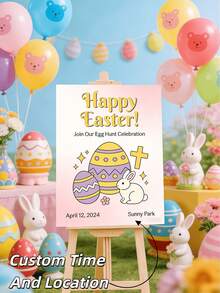 Personalized Easter Event Posters, Welcome Signs, Easter Party Welcome Posters, Easter Events, Custom Text Posters (Without Frames). - Multicolor - View 1