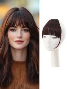 Synthetic Fiber Air Bangs Women's Wig With Sideburns Natural Hair Replacement Hairline Invisible Straight Bangs Wig Patch - Multicolor - View 12