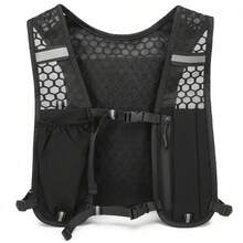 5升轻便透气跑步水袋背心，男女通用，带手机袋，适合越野跑、徒步、骑行、马拉松 - 黑色 - 查看 2