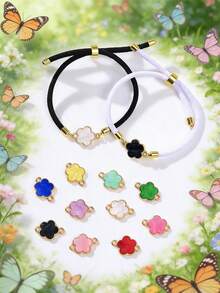 5/10/20/30/50/100/200/300/400/500pcs Multi-Color Elegant Quatrefoil Flower Double Hole Pendant, Suitable For DIY Necklace, Bracelet, Earring, Key Chain, Phone Charm, Couple Gift Jewelry Making - Five-petal Flower - View 4