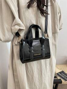 New Casual Women's Handbag, Korean Fashion One Shoulder Crossbody Bag, Large Capacity Chic Minimalist Tote - Black - View 6