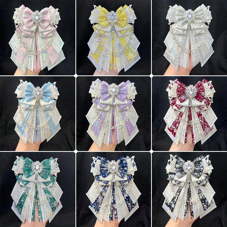 1枚新款可爱时尚装饰胸针,带蝴蝶结,9种颜色可选,银链蝴蝶翅膀手工DIY成品,适合宅男、偶像粉丝、角色扮演、洛丽塔、动漫、卡通、游戏配件 - A - 查看 1