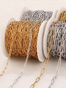 100cm 18K Gold Plated Stainless Steel Chain Bulk Cable Curb Chains Oval Link Chain Findings Paperclip Chains For Jewelry Making Supplies Bracelet Necklace Bracelet Anklet Components DIY - DIY Chain - View 1