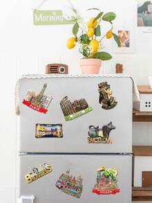 1pc Colorful Painted Magnetic Fridge Sticker, Souvenir Craft Magnetic Sticker For Travel Destinations, Scenic Spot Travel Fridge Magnet - View 6