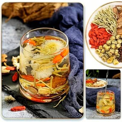 Dandelion Chrysanthemum Cassia Seed Tea Contains Ingredients Such As Dandelion, Wolfberry, Cassia Seed, Licorice, Tangerine Peel, Gardenia, Chrysanthemum, Burdock Root, And Barley. Free Of Caffeine, Nourishing The Liver And Kidneys, Suitable For Home, Office, And Restaurant Consumption