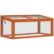 Cold Frame Greenhouse With Cover, Weatherproof, Made Of Wood And Polycarbonate, Orange, 90 X 46 X 40 Cm - Burnt Orange - View 9