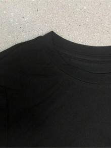 MILANO 96 Letter Print Round Neck Short T-Shirt |   Casual Short Sleeves, Y2K Style, Geometric Pattern, Ideal For Spring And Summer - 黑色 - 查看 5