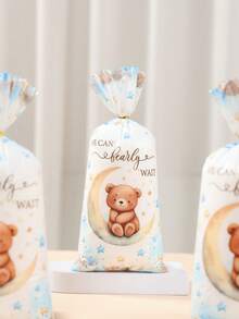 25/50个蓝色小熊婴儿派对回礼袋和糖果袋，可爱蓝色小熊设计甜点袋，适用于性别揭晓派对、婚礼、生日派对礼物包装、一周岁生日派对桌面装饰糖果袋、蓝色小熊主题生日派对中心装饰品、蓝色小熊包装、蓝色小熊装饰、婴儿派对回礼、婴儿派对装饰、性别揭晓派对装饰、婚礼装饰 - 藍色小熊 - 查看 8